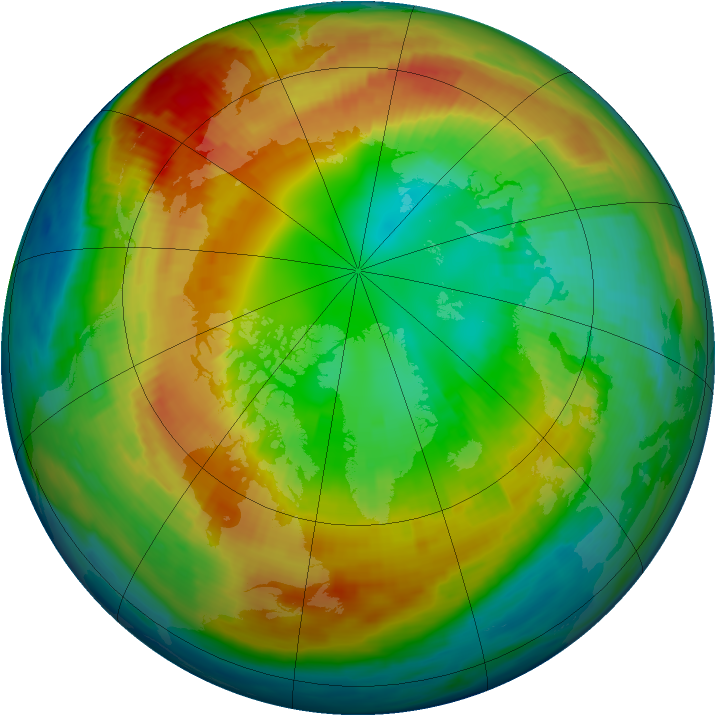 Arctic ozone map for 25 February 1997
